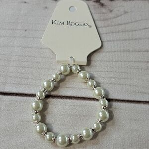 Kim Rogers Silver Tone and Faux Pearl Bracelet